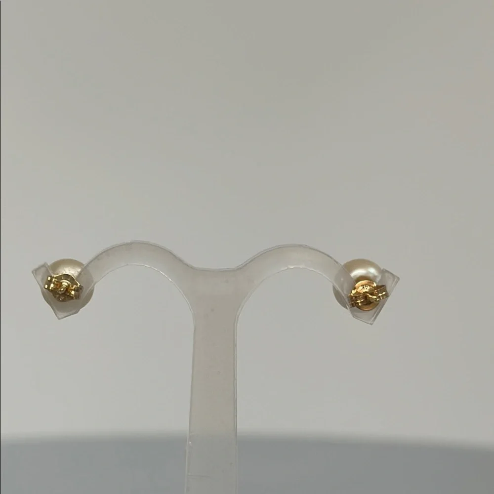14k real solid gold Diamonds Sea water pearls Earrings